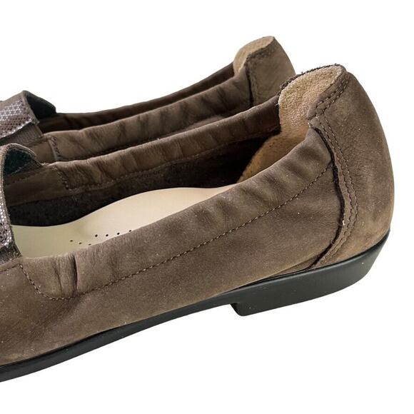 Sas Hope USA Made Brown Nubuck Leather Square Toe Flats Slip On Loafers 9.5 N - Picture 9 of 16